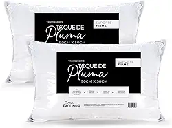 Kit 2 Travesseiros King 90x50 Cm Toque De Pluma Firme E Macio – Alto, Antialérgico, Antiácaro, Lavável, Ideal Para Dormir De Lado Ou Costas, Conforto Premium Casa Paulinha