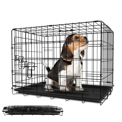 Leopet® Hundekäfig - Faltbar, für Zuhause, Wohnung, Leicht, mit Kunststoffschale, aus Metall, Schwarz - Hundetransportkäfig, Hundetransportbox, Tiertransportbox, Hundebox (LxBxH: 121x74x81 cm) Leopet® Hundekäfig - Faltbar, für Zuhause, Wohnung, Leicht, mit Kunststoffschale, aus Metall, Schwarz - Hundetransportkäfig, Hundetransportbox, Tiertransportbox, Hundebox (LxBxH: 121x74x81 cm)