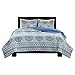 Home Essence Queen Quilt Set 3 Piece - Taya Blue Rustic Bedding Set Includes 1 Queen Size Coverlet, 2 Shams Sets, Printed Medallions Pattern