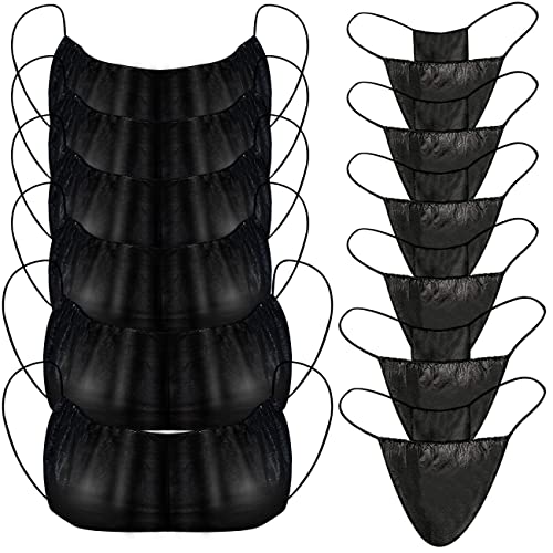 Black Disposable Bras and Panties for Spa, Women Disposable Bikini Thong Underwear, Beauty Disposable Underwear and Thong Set for Massage Spray Tanning, Individually Wrapped, 20 Pack