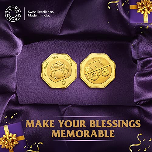 Image of MMTC-PAMP 24k (999.9) 5.8319 gm Half-Tola Yellow Gold Coin