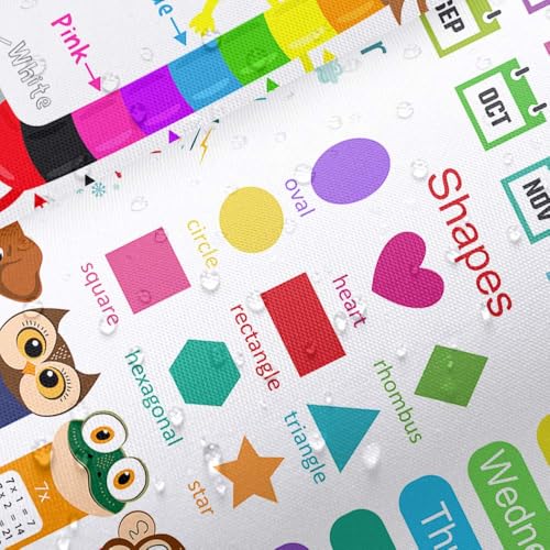 Image of Funny Kids Shower Curtain, ABC Educational Restroom Curtain with Vehicle Smathematical Knowledge for Boys Girls, Gute Pupil Students Learning Tools Cloth Fabric Bathroom Accessories Decor with Hooks