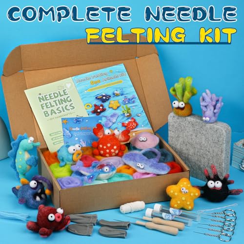 Image of Needle Felting Kit, 12 Sea Animal, 42 Colors Wool Felting Kit for Beginners