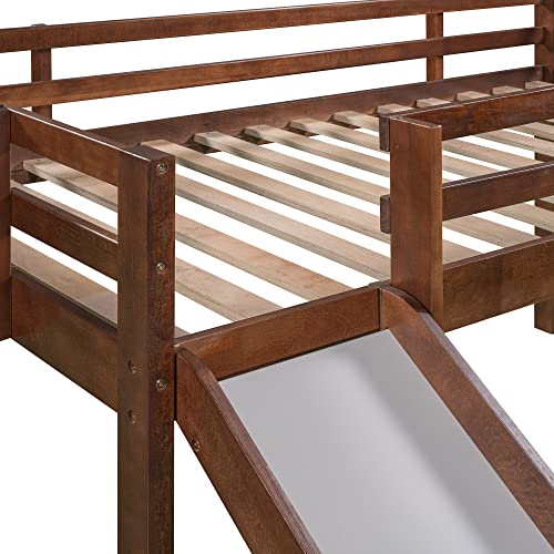 Majnesvon Twin Loft Bed With Slide, Kids Loft Bed,Wood Low Profile For Boys Girls, Built-In Ladder And Guard Rail,No Box Spring Needed thumb #3