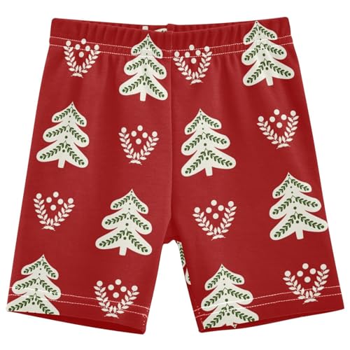 Dallonan Girls Dance Shorts, Toddler Biker Shorts Cartwheel Under Dress Red Christma Kids Biking Clothes 4-10Y