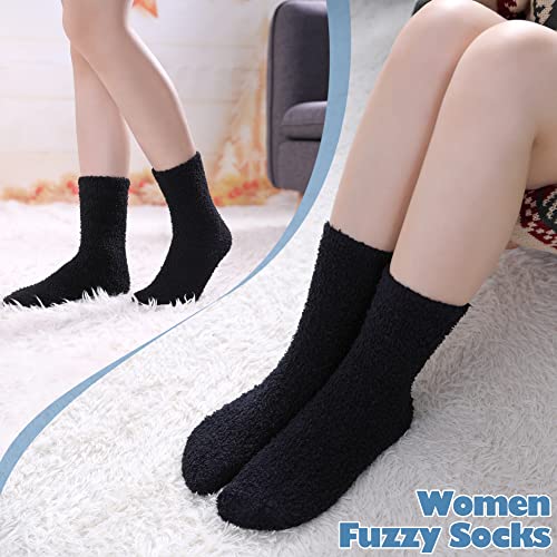 Image of LANLEO 5 /6 Pairs Womens Super Soft Fuzzy Plush Warm Winter Home Sleeping Slipper Socks