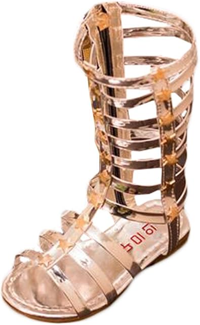 cnWay Sandalias romanas ninas zapatos de la armadura hueca altas botas de  punta abierta de las mujeres las mujeres frescas recortes del gladiador sandalias  planas de la rodilla botas de alto de