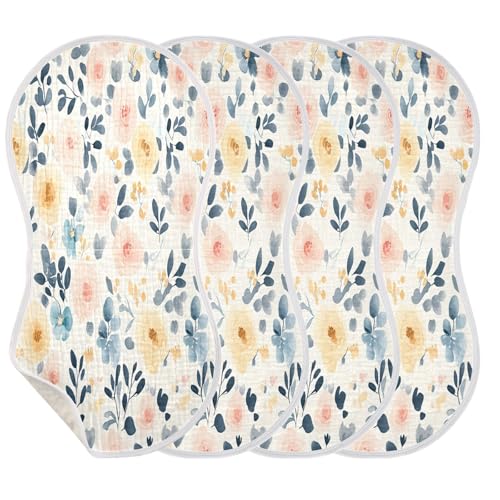 Watercolor Colorful Flowers Burp Cloths Unisex Cotton Burp Cloths Absorbent and Non-Seeping Suitable for Babies, Toddlers, Newborns3