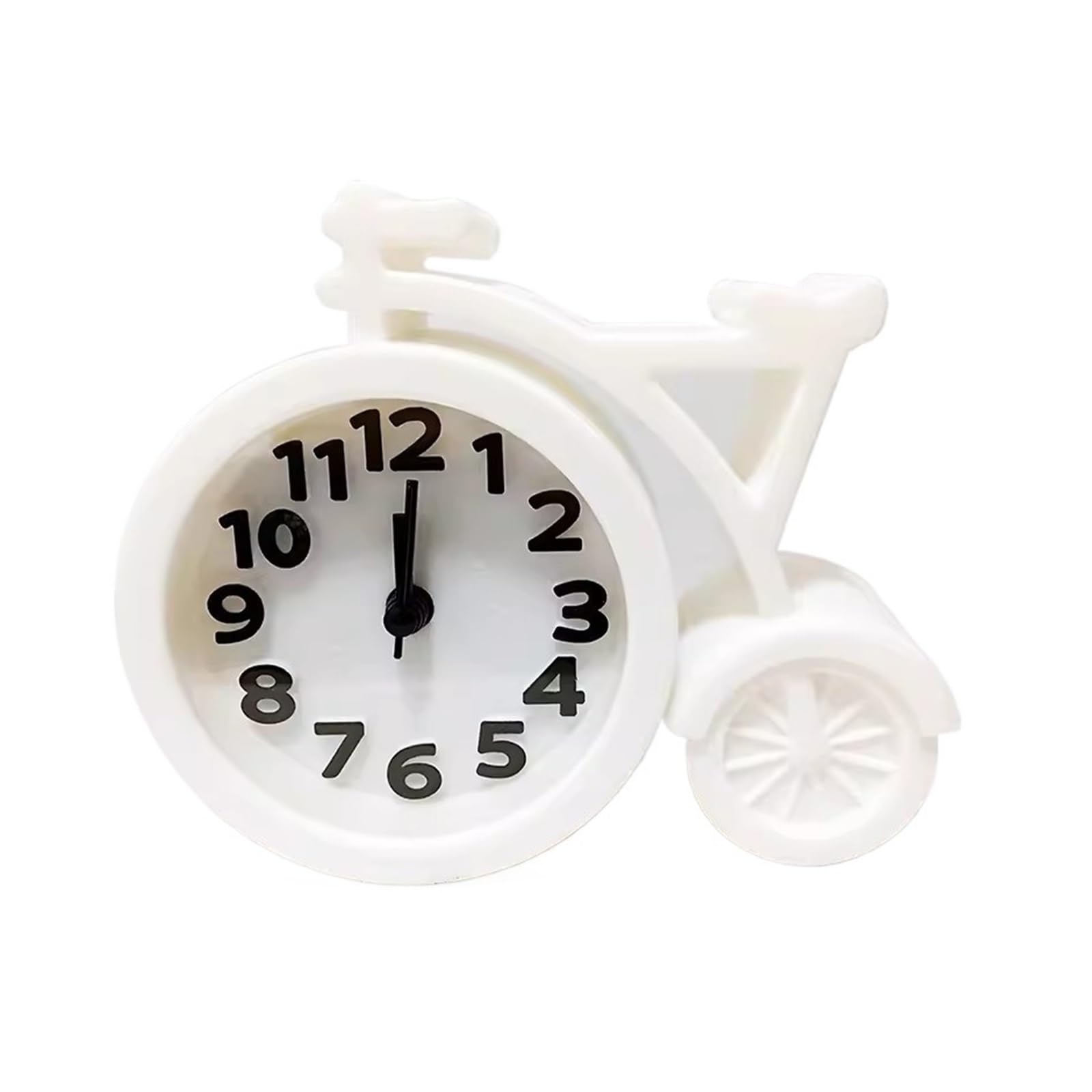 J9V4G6S3B5 Desk Clock Creative Fashion Bicycle Shape Alarm Clock Silent Bedside Wake Up Candy Color Students analogue alarm clock(White)