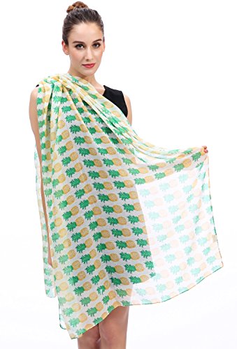 Lina & Lily Pineapple Print Women's Scarf Shawl Wrap Lightweight4