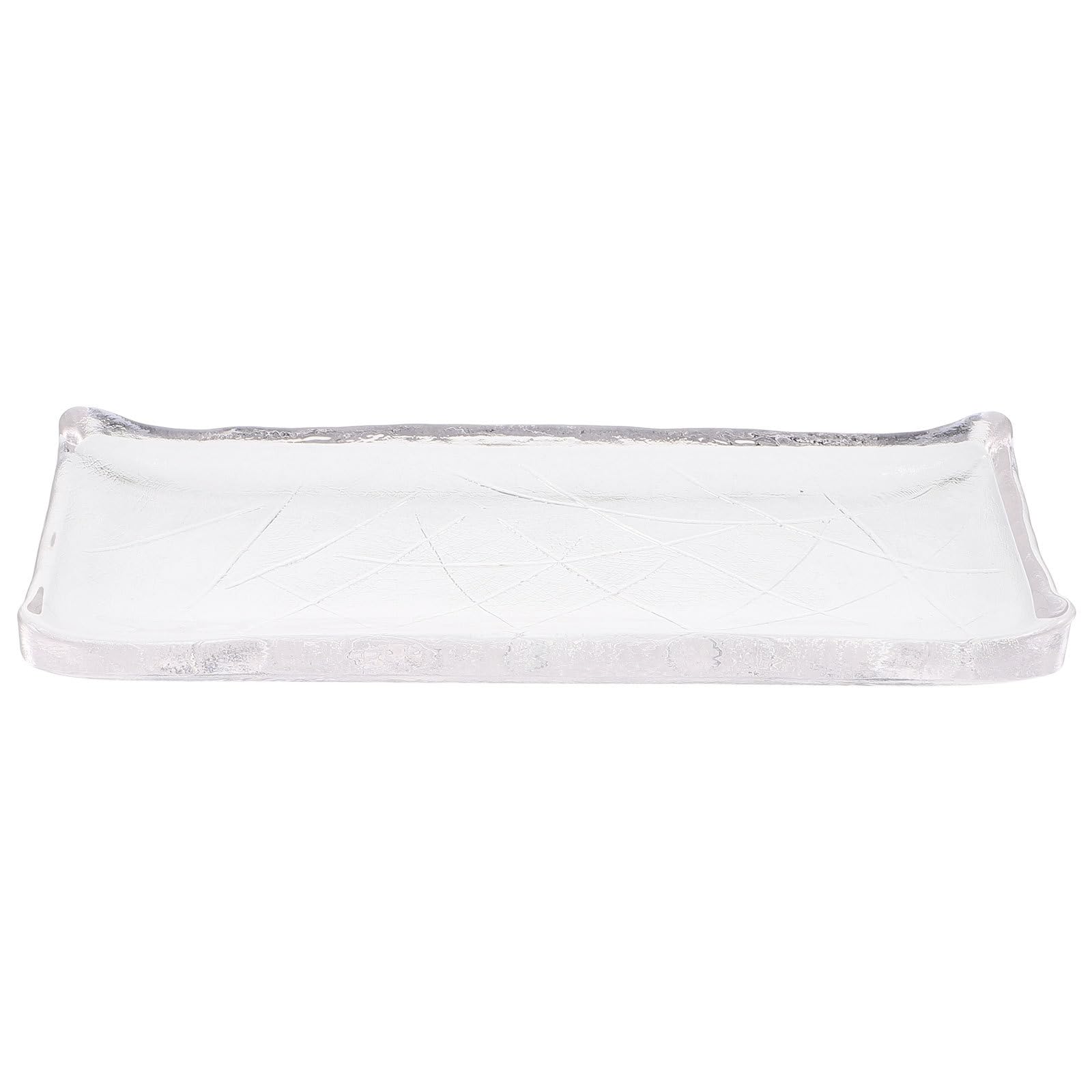 Alipis Plateau de Service à Sushis en Verre Transparent, Grosse Assiette Rectangulaire Japonaise, Antidérapante, Vaisselle pour Restaurant Cuisine, Assiette à Collations Élégante, 1