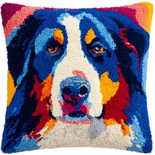 Kit de manualidades de cojín DIY para adultos y niños: patrón de Perro Bernés