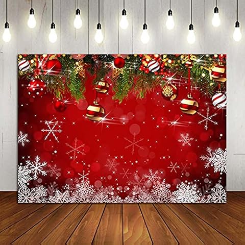 Yongqian Red Christmas Snowflake Photography Backdrops for Winter New Year Eve Family Party Birthday Glitter Bokeh Sparkle Xmas Background Baby Shower Decoration Photo Booth Props 5*3Ft(150*100cm) Cover