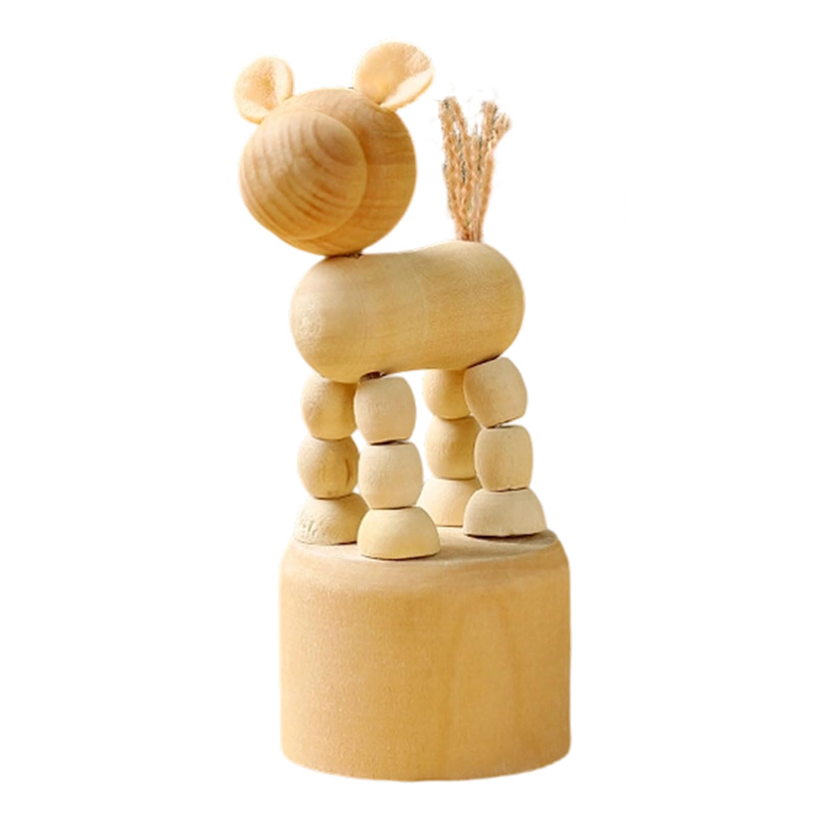 Rafgaldex E Cartoon Animal Statues Tabl Ornament For Hom Decors Wooden Movabl Puppet Figurines Ducational Toy Gift Clown Hors Giraff Dog Statu
