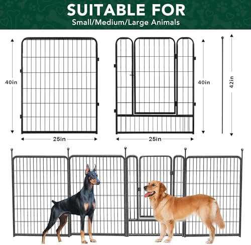 Image of VISCOO Dog Playpen Outdoor, 16 Panels 40 inch High Metal Dog Fence with Gate | Pet Fence for Large /Medium /Small Dogs, Portable Dog Fence for RV Camping, Yard