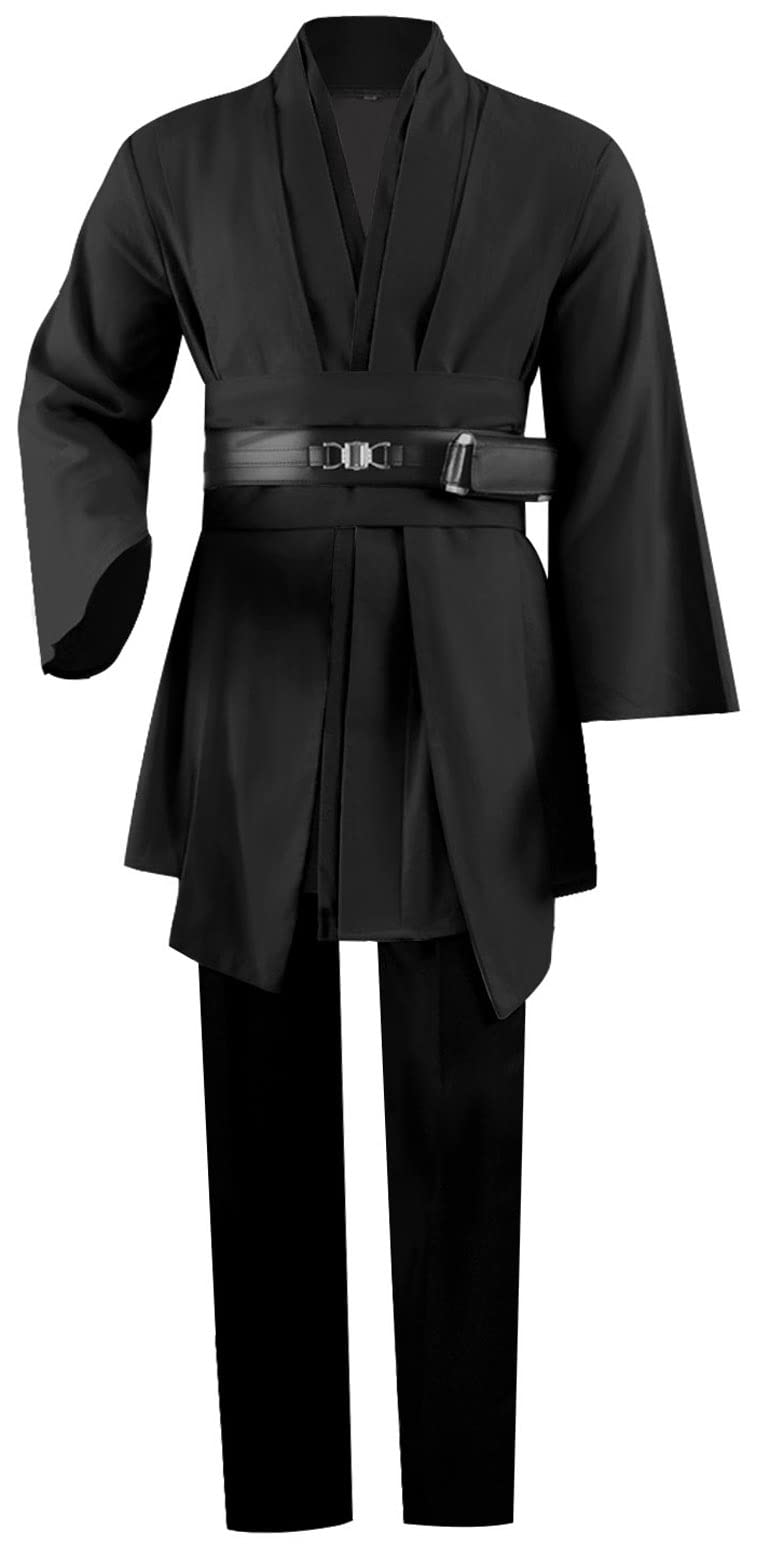 Tunika dla dorosłych, kostium Jedi, Skywalker, Halloween, kostium cosplay, szlafrok z kapturem, płaszcz, pełny zestaw, mundur, trzy wersje (rozmiar XL, czarny)