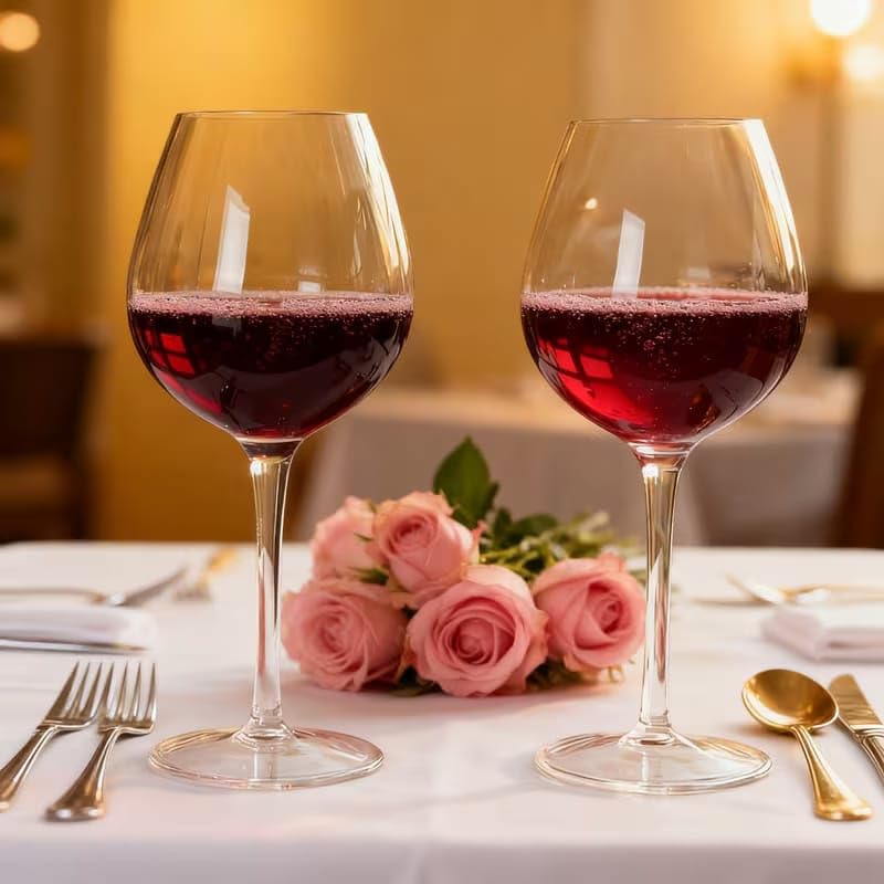 Image of PrimeWorld Luxurious Wine Glasses Set of 6 - 350ml | Elegant Stemmed Glassware for Red & White Wine, Brandy, Whisky, Champagne & Juice