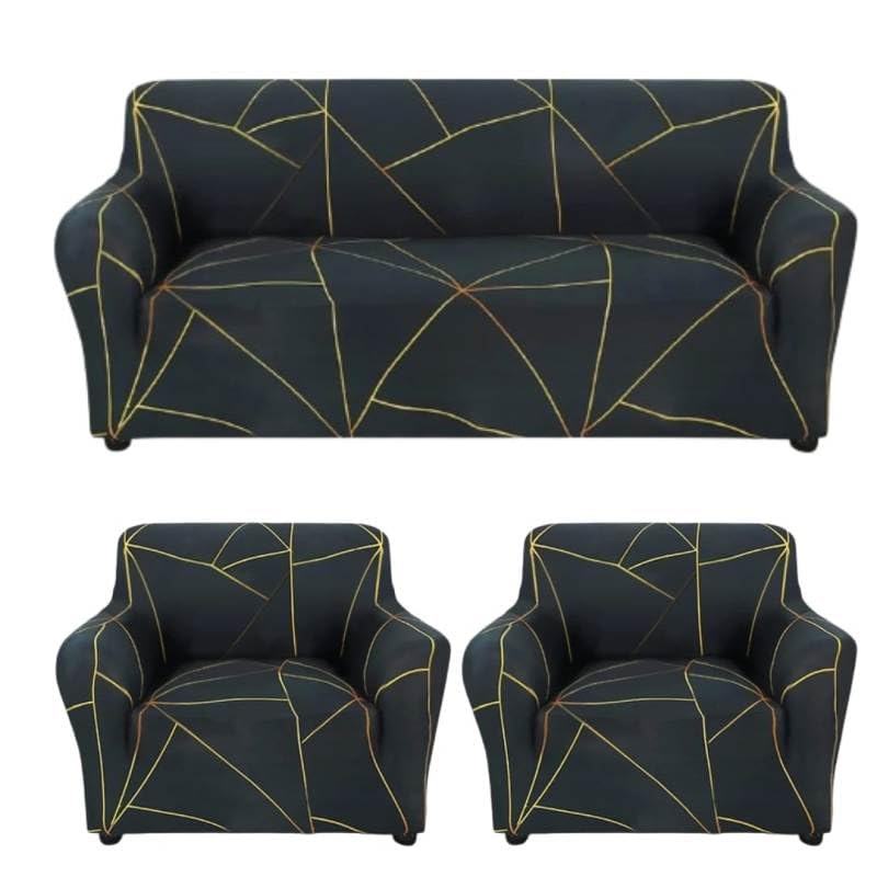 Image of HK Printed 5 Seater Sofa Cover Big Elasticity Cover Stretch Universal Sofa Slipcover 5 Seater (3 Seater Size 185-230cm and 1 Seater Size 90-145cm)