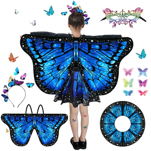 Ailes de Papillon,Déguisement Papillon,Costume de Papillon,Cape d'ailes de Papillon,Cape Papillon,Ailes Papillon Deguisement,pour Le Carnaval,Mardi Gras,SoiréE à Thème,Halloween