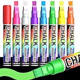 Window Chalk Markers for Cars Glass Washable: 8 Colors Jumbo Liquid Chalk Paint Pens with 10mm...