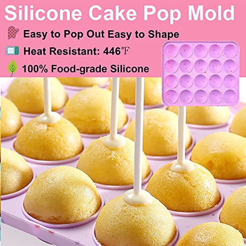 Cake Pop Maker Set Including Silicone Lollipop Molds, 3 Tier Display Stand, Silicone Cupcake Molds, Chocolate Candy Melting Pot, Lollipop Sticks, Decorating Pen, Bags And Twist Ties (Purple) #TOP2