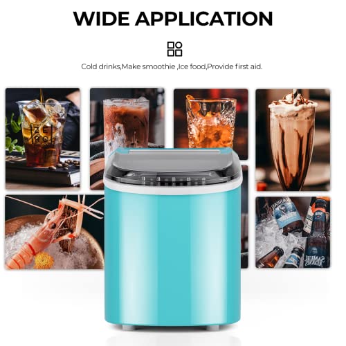 Simoe Electric Portable Compact Countertop Automatic Ice Cube Maker Machine With Hand Scoop And Self Cleaning Function 26Lbs/Day, Green #TOP6