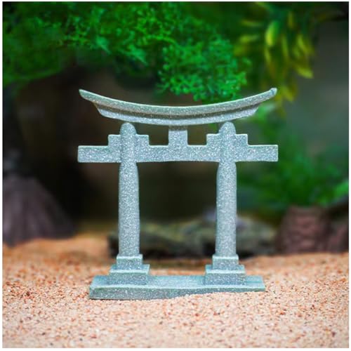 Image of livelyfish Aquarium Asian Decorations Japanese Shinto Torii Gate Fish Tank Ornament Miniature Shrine Japan Style Sandstone Underwater Landscape Decoration, L