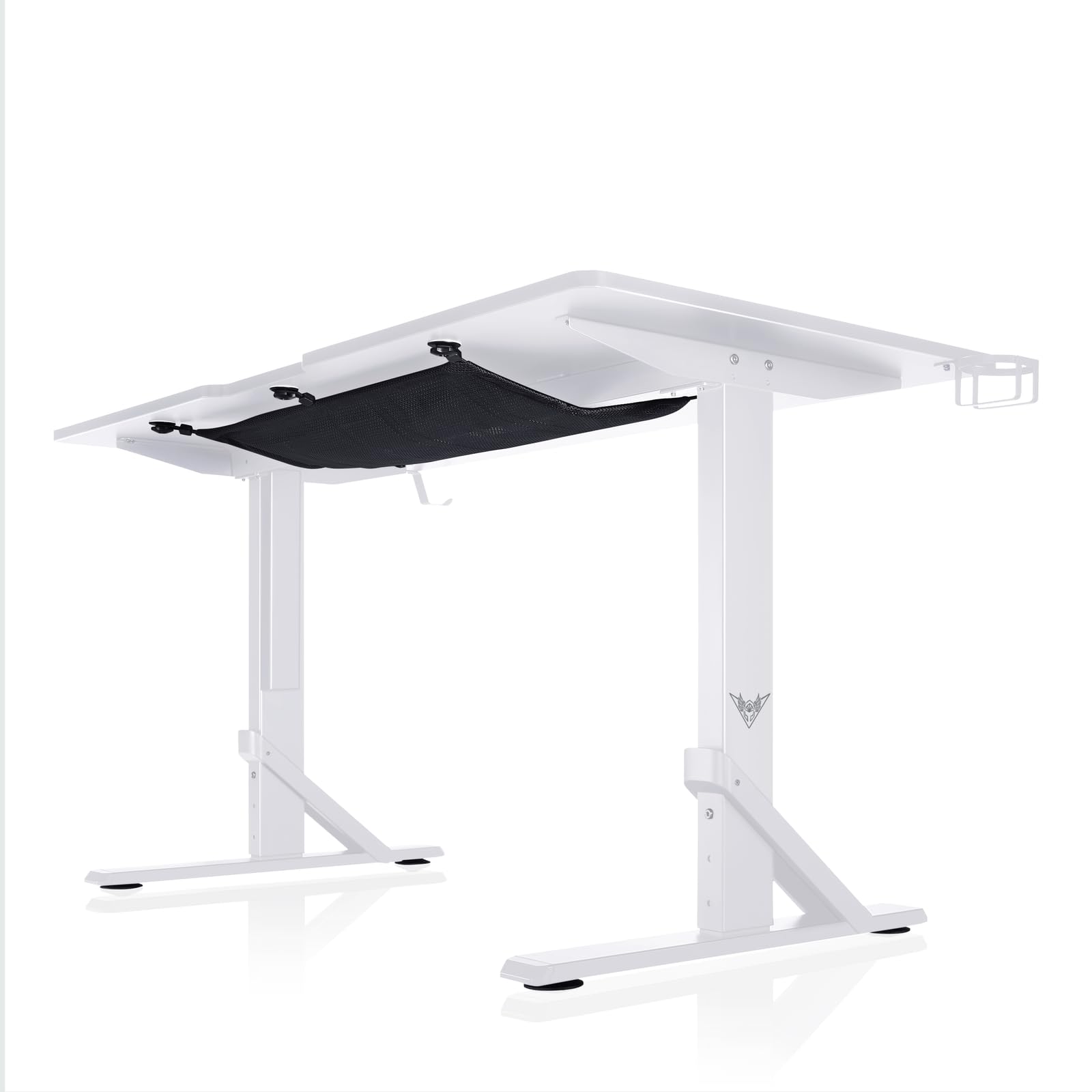 VALK Skuld - Mesa Gaming 136x60cm, Altura Regulable, Gestión de Cables, Mesa Escritorio Solida y Elegante, hasta 100kg, Accesorios para Vasos y Auriculares, Creada en España (Blanca)