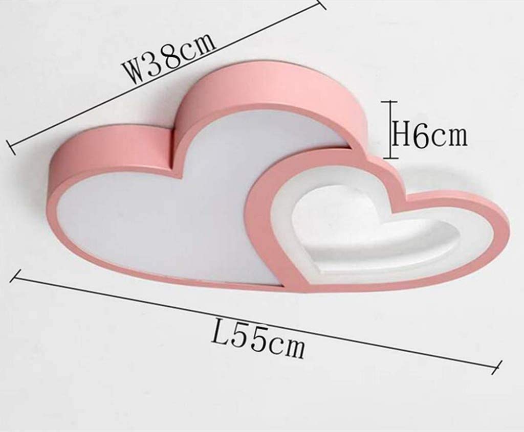 LED Soffitto Del Luce Della Lampada Vivaio Telecomando Dimmerabili 3000K-6000K Plafoniera Creativa Moderna Romantica Forma Di Lampadario Cuore Luci Decorazione Acrilico Ragazza Camera Letto,Rosa,55cm