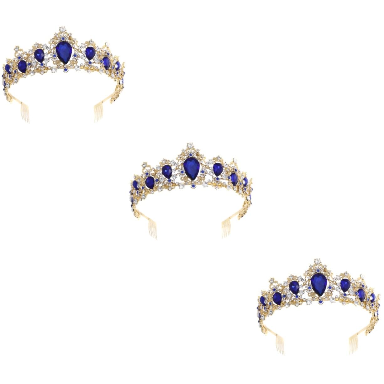 Beaupretty 3 Piezas Novia De Cristal y Tiaras De Cristal Dorado Para Damas Tiara Para La Boda De La Novia Reina Tiara Para Mujer De Boda Hada De Las Mujeres