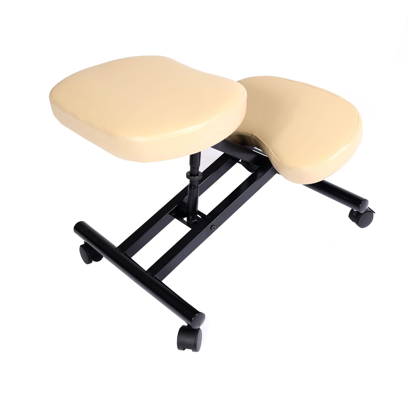Mendler Asiento de Rodillas HWC-E10 Reposapiés-Rodillas, Imitación piel, metal, crema-nieve
