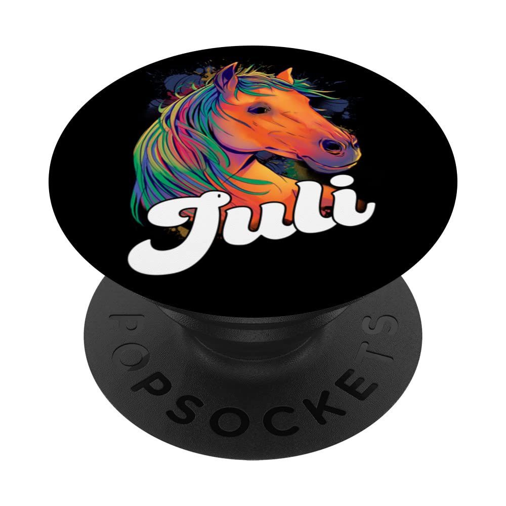 JULI - Adorable girl name with beautiful Horse PopSockets Swappable PopGrip, Black