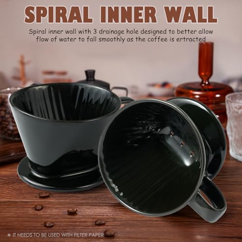 Image of Pour Over Coffee Dripper, Ceramic Pour Over Coffee Maker, Black