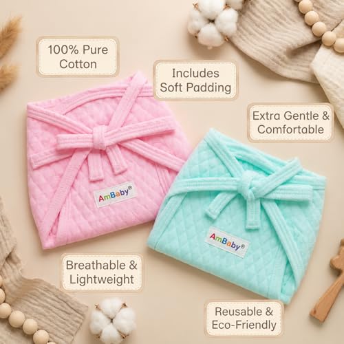 Image of Ambaby Pack of 6 Pure Padded Cotton Langot for New born Baby 0-6 Months | 3 Layered Extra Soft & Adjustable Nappies Breathable Reusable & Washable Nappy for Baby Boy & Girl | Newborn Baby Essentials