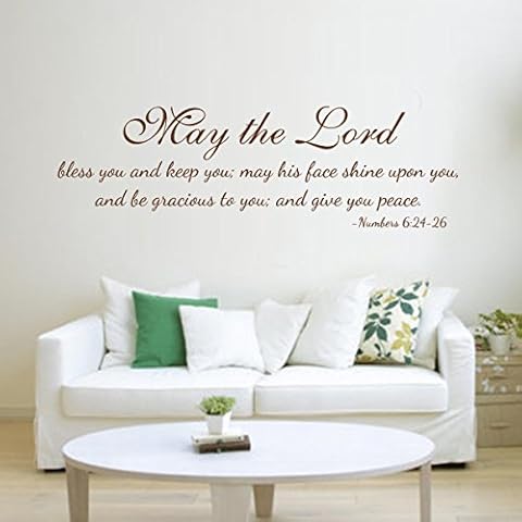 Bible Verse Wall Quotes Family Living Room Words Decoration Removable Religious Decal Wallpaper May the Lord Bless You and Keep You May His Face Shine Upon You.£¨Large,Black£© Cover