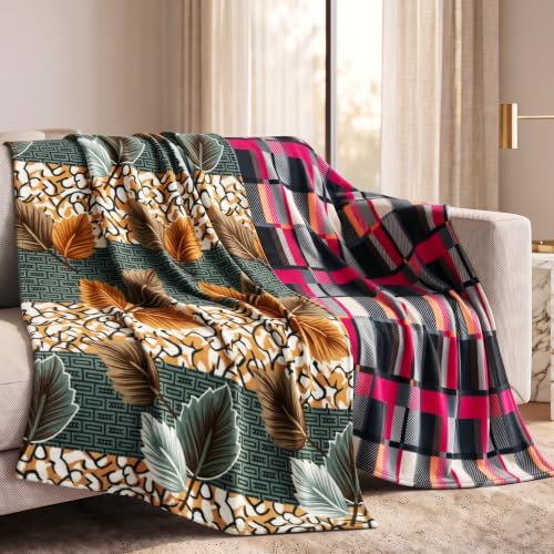 Image of VAS COLLECTIONS 220 GSM Ultra Soft Flannel Blanket Set of 2 for Single Bed, Premium Fleece Winter Blanket, Skin Friendly, Breathable, Durable, Easy Care, 60 x 90 Inches - Hot Pink & Seafoam
