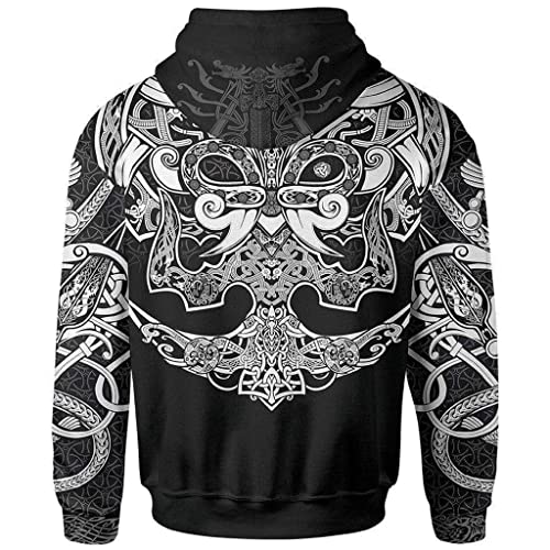 Sweat a capuche viking crow hommes avec impression tatouage 3d unique - 2
