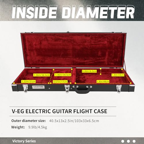 Image of GHOSTFIRE Electric Guitar Standard 39-Inch Hard Case for ST /TL /JAG, V-EG | Portable Hard-Shell Case With Lock, Super Thick Case Fit for Guitar, Soft Velvet Lining Suitable Inner Design