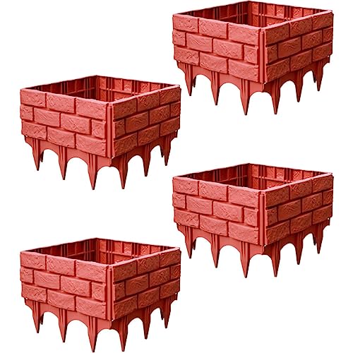 4 Pezzi Bordi In Plastica Staccionate Giardino Imitazione Pietra Mattoni Prato Aiuole Bordo Pannelli Decorativi Paesaggistici Per Cortile Giardino Esterno