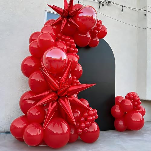 Image of Lukiituke Red Balloons, 55Pcs Red Latex Birthday Balloons with 12in