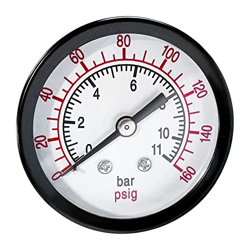 Image of Beduan Air Pressure Gauge for Air Compressor 2 inch Dial Center Back Mount, 1 /4 inch NPT,0-160 Psi