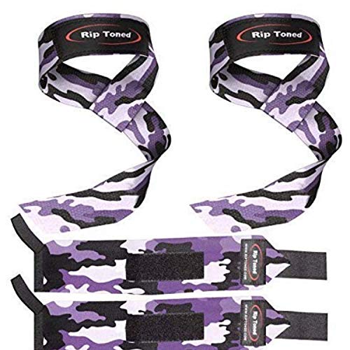 Rip Toned Lifting Straps + 13-inch Wrist Wraps Bundle (1 PAIR of Each) for Weightlifting, Workout, Gym, Powerlifting, Bodybuilding