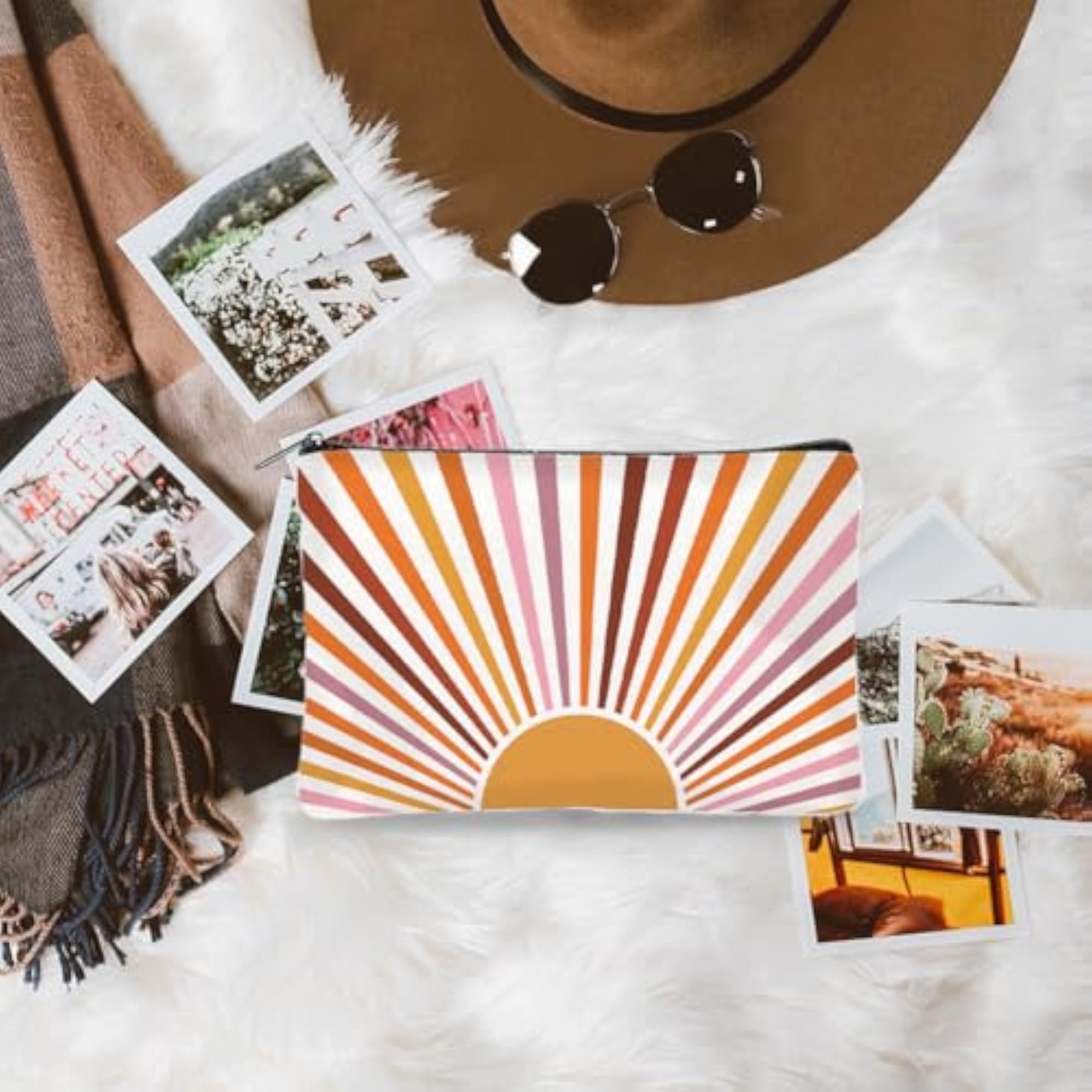 4Pcs Sunshine Canvas Makeup Bags, Cosmetic Pouches