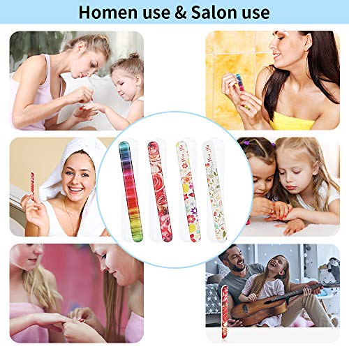 4 Pack Crystal Glass Nail File With Case, Senignol Flowers Nano Glass Nail Shine Buffers Polisher For Professional Manicure Nail Care Fingernail File For Salon &Home Natural Nail Art Use #TOP3