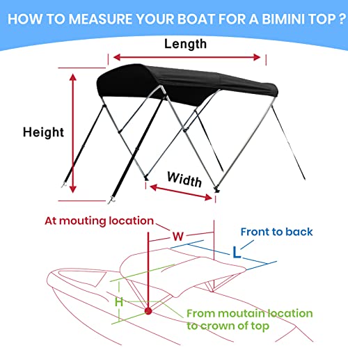 Image of Leader Accessories 10 Colors 3-4 Bow Bimini Top for Boats Boat Canopy Cover