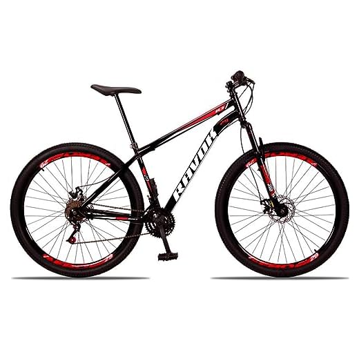 Bicicleta Aro 29 Ravok Aço Carbono 21v Cambio Shimano com Suspensão (Preto e Vermelho)