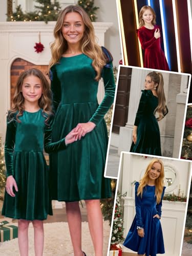 Girls Christmas Dress Velvet Fall Winter Party Dresses Ruffled Long Sleeve Casual with Pockets Princess Outfits4