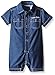 Calvin Klein Baby Boys' Woven Chambray Romper, Blue, 0-3 Months