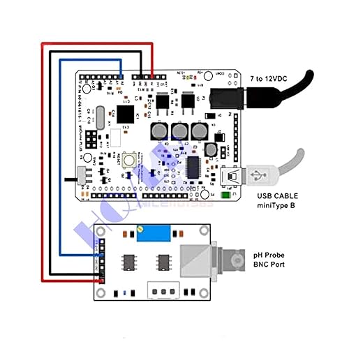 Miniatura 6 de Sensor de pH para Arduino, PH0-14 Módulo de sensor de detección de valor + sonda de electrodo de pH BNC, sensor de pH ONU, kit Arduino de sensor de