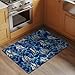 Xibuciein Ocean Sailboat Felt Area Rug with Dotted Non-Slip Backing, Blue Seawater Red Small Boats Modern Natural Floor Mat for Living Room Bedroom Office, 60x90cm, Rectangle
